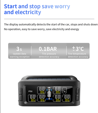 Solar TPMS 6-Wheel Tire Monitor side angle view