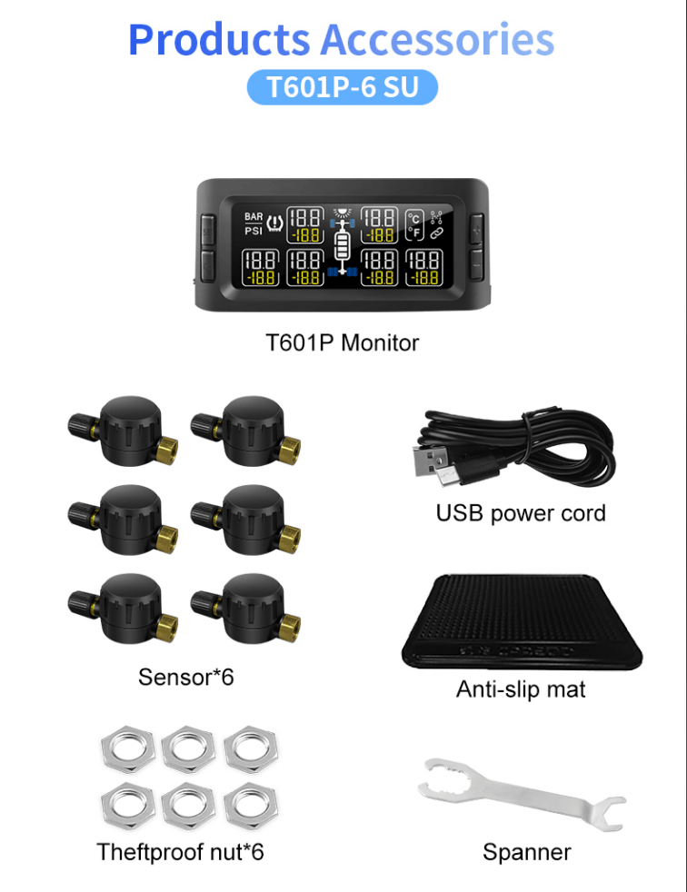 Solar TPMS 6-Wheel Tire Monitor back view