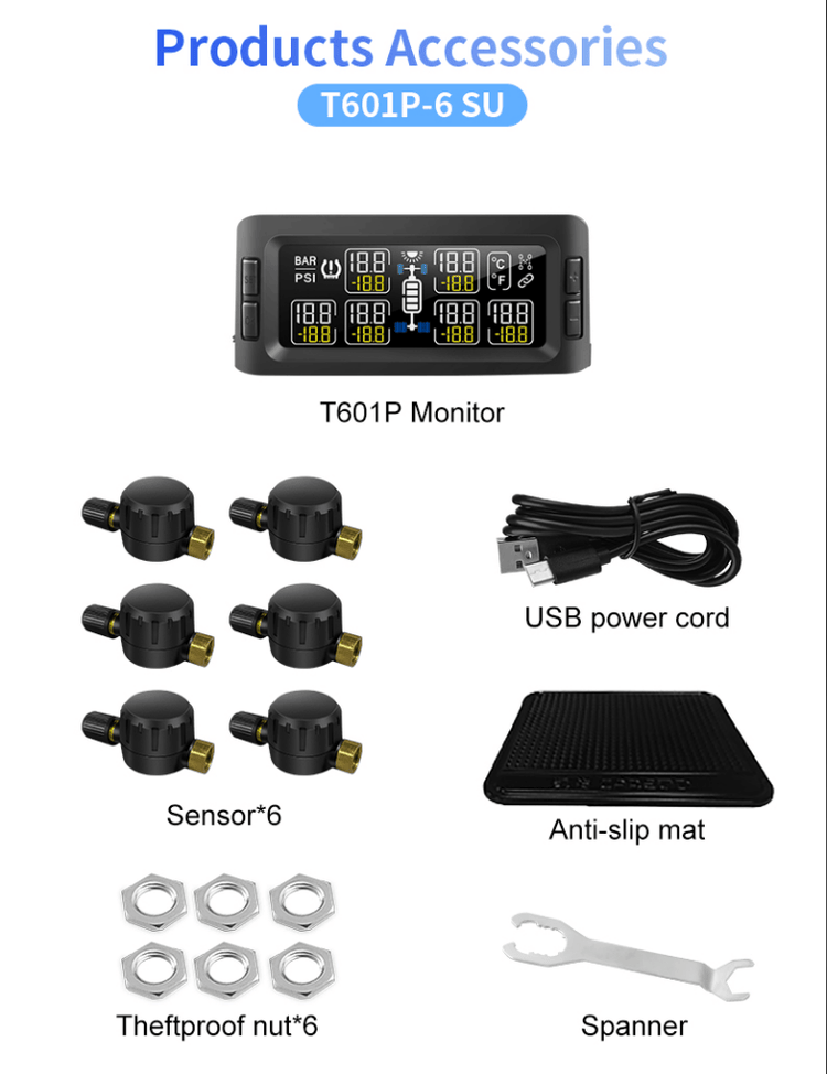 Solar TPMS 6-Wheel Tire Monitor back view