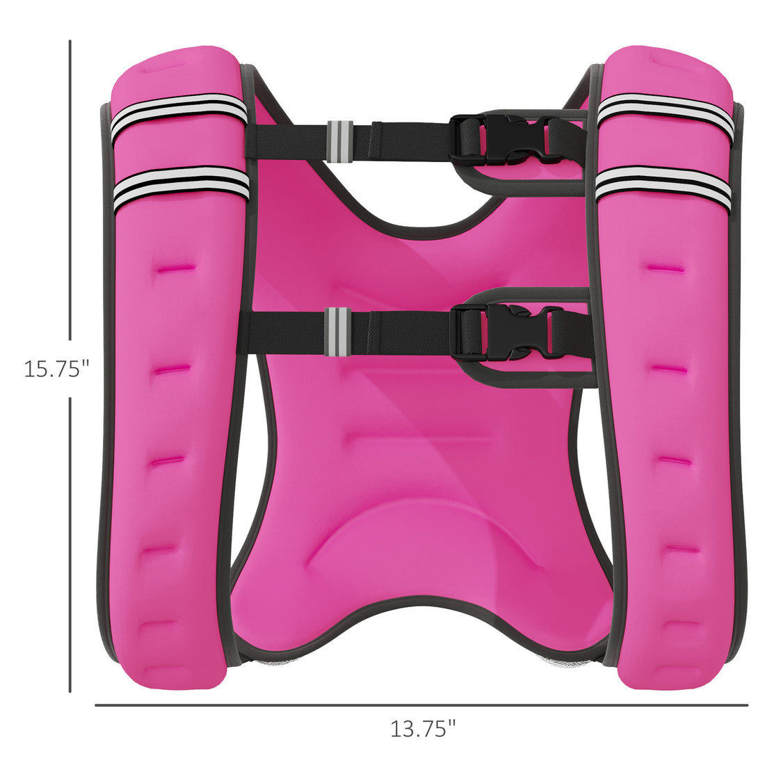 Weighted vest fit on torso, close-up of front panel