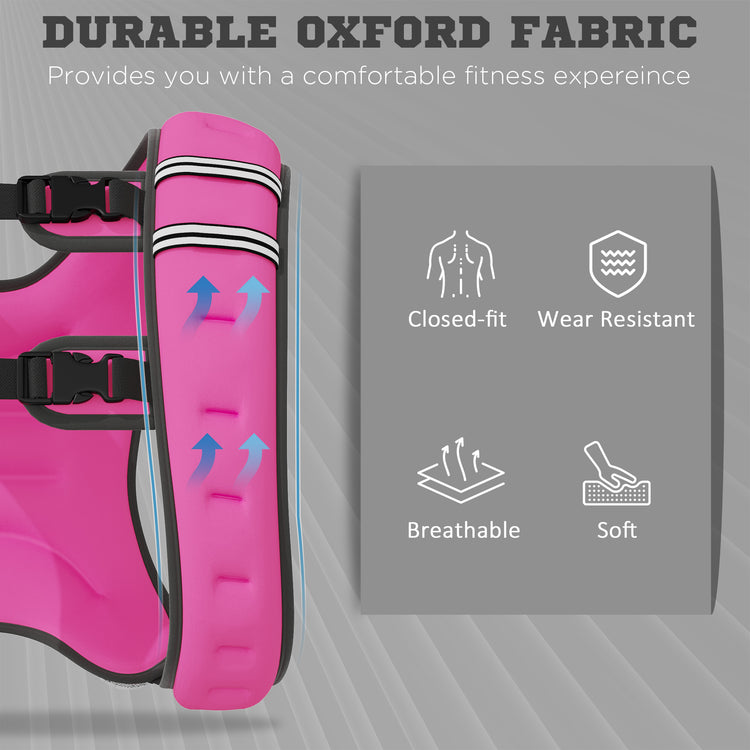 Pink weighted vest used during squats and bodyweight training
