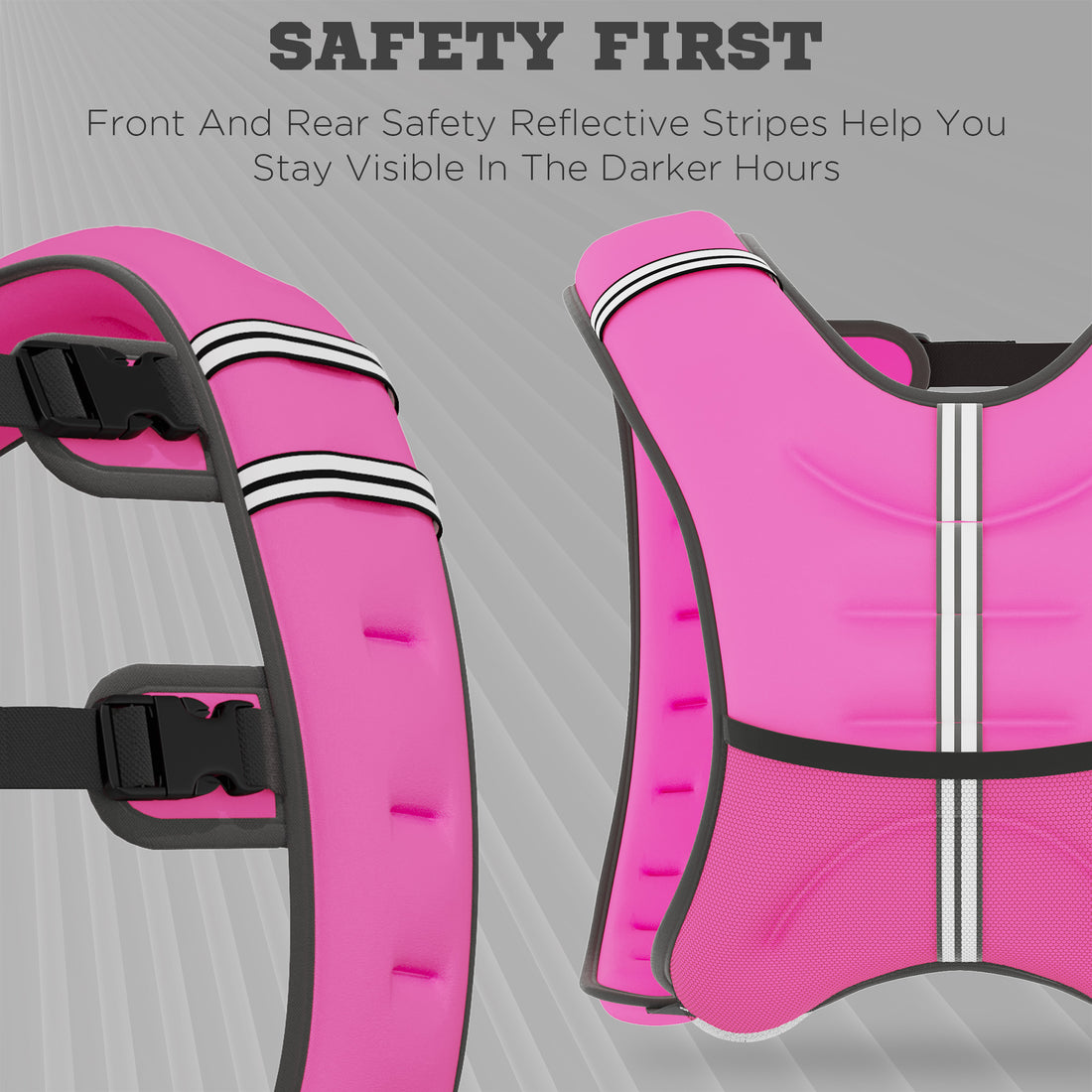 Adjustable weighted vest strap and buckle detail