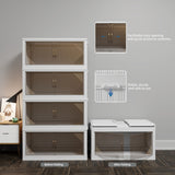Stackable storage cabinet bins arranged in vertical column