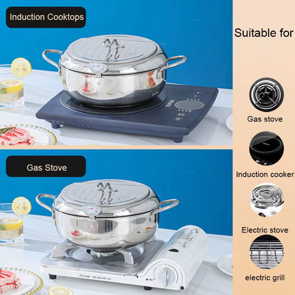 Stainless steel deep fryer removable basket detail