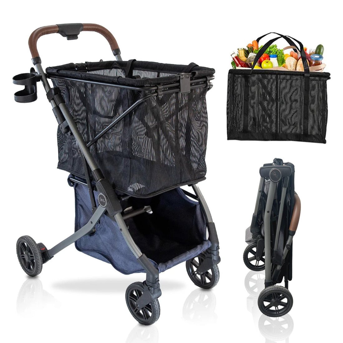Strolee shopping trolley folded flat for storage