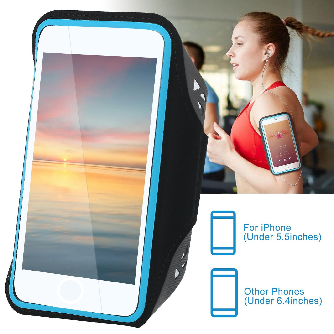 Sweat-resistant phone armband holder in black