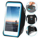 Running phone armband fitted on a person's upper arm