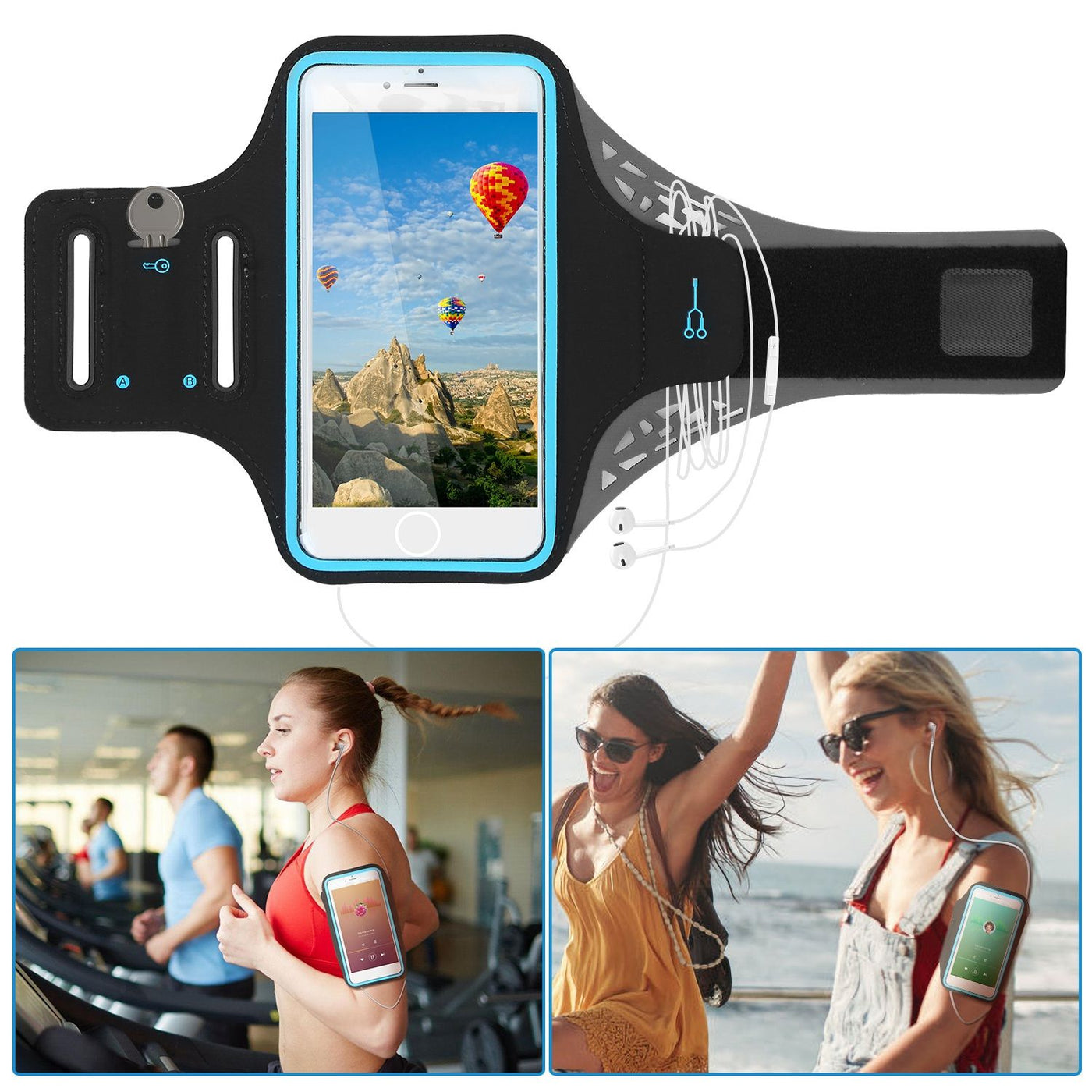 Touchscreen window detail on the phone armband holder
