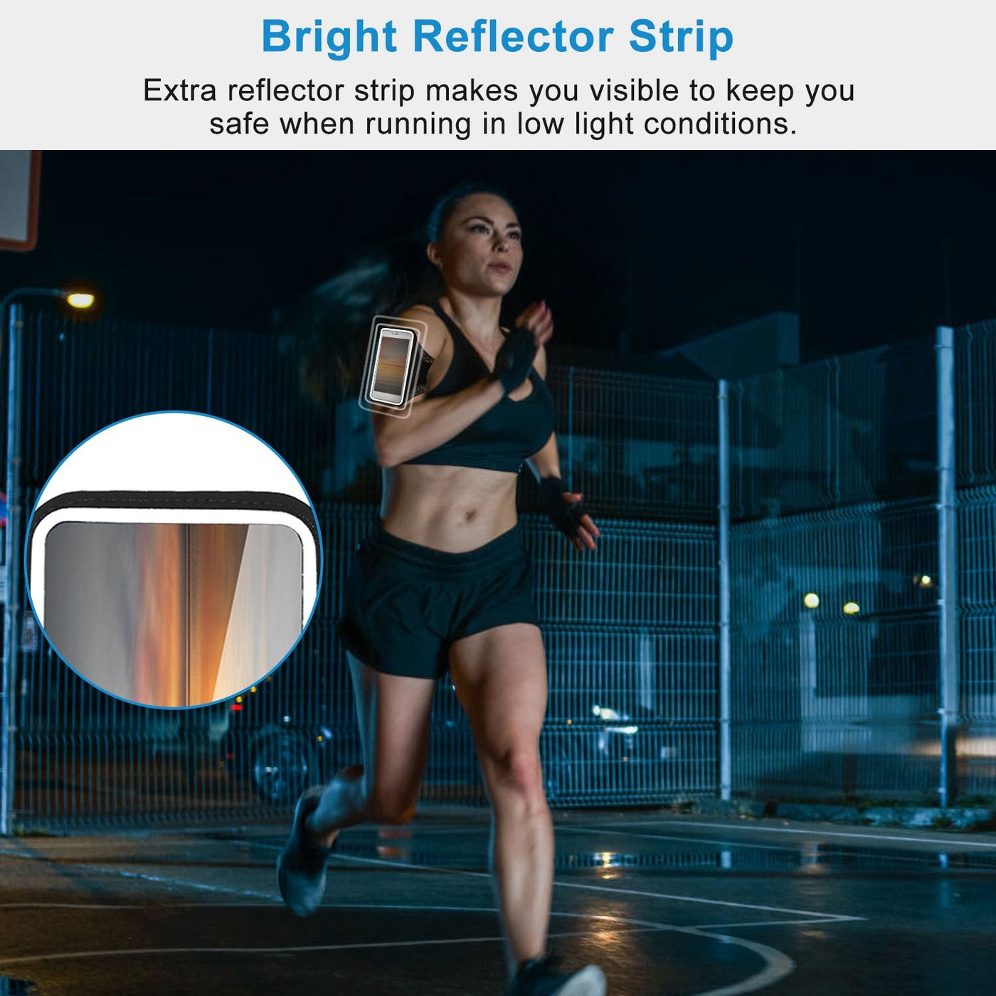 Black phone armband with sweat-resistant outer layer