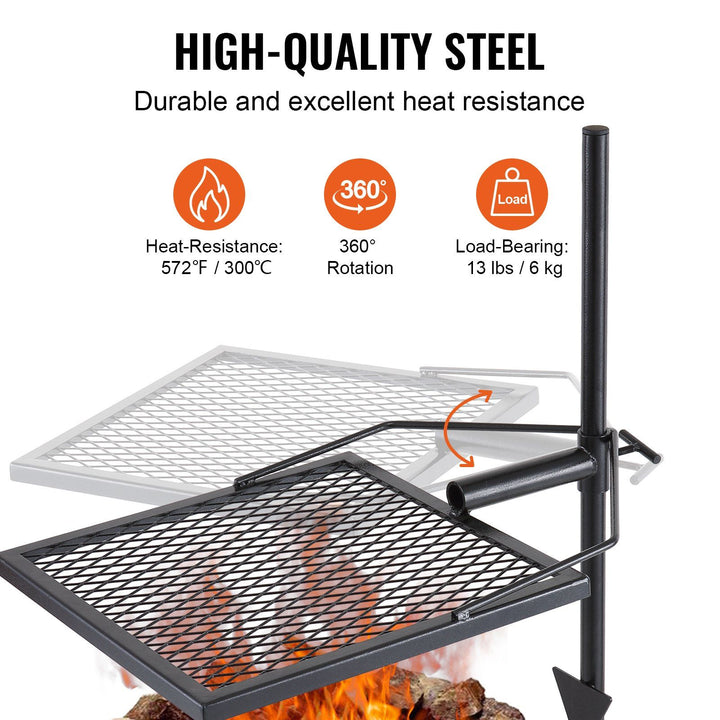 Campfire grill in use at a campsite