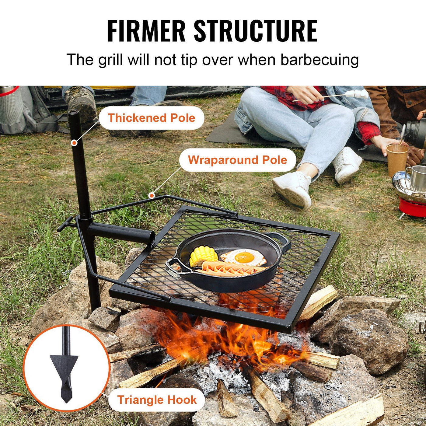 Adjustable height mechanism on the swivel grill post