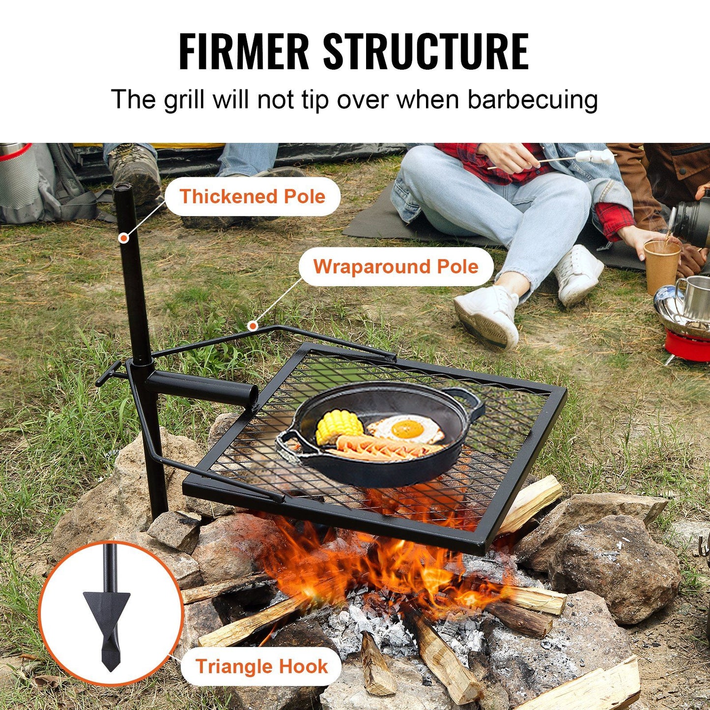 Adjustable height mechanism on the swivel grill post