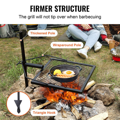 Adjustable height mechanism on the swivel grill post