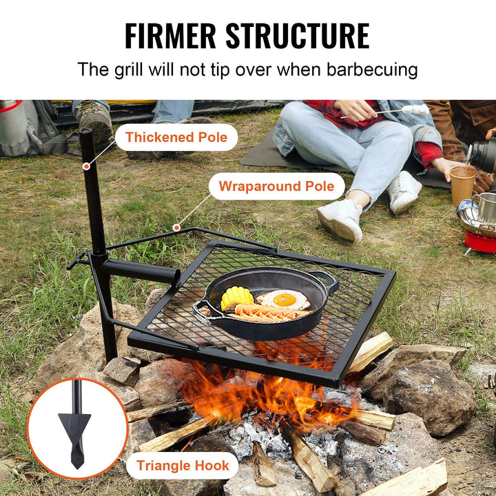 Adjustable height mechanism on the swivel grill post