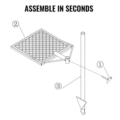 Swivel campfire grill packed and assembled view