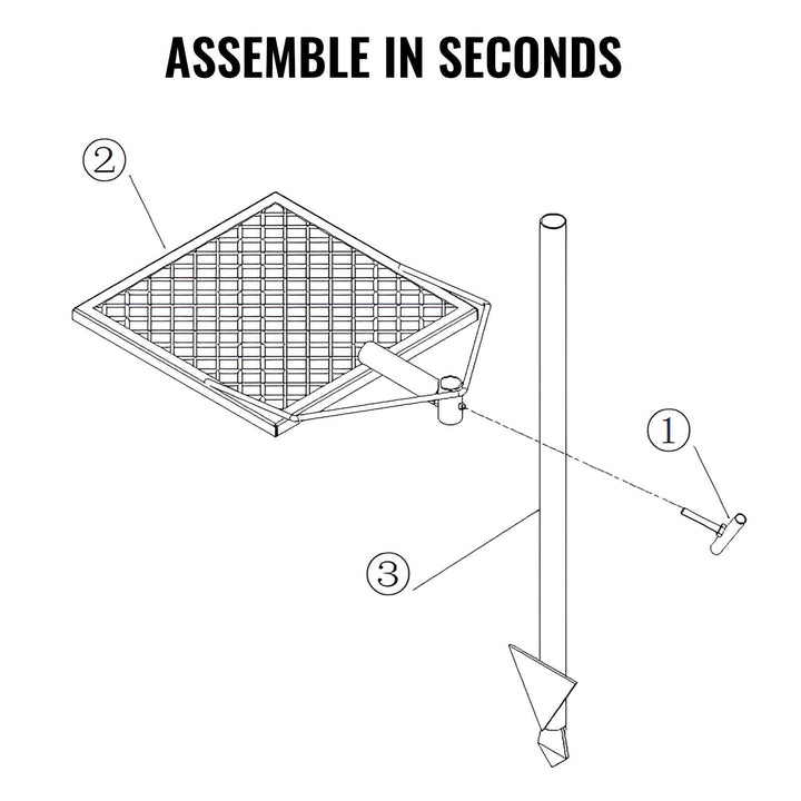 Swivel campfire grill packed and assembled view