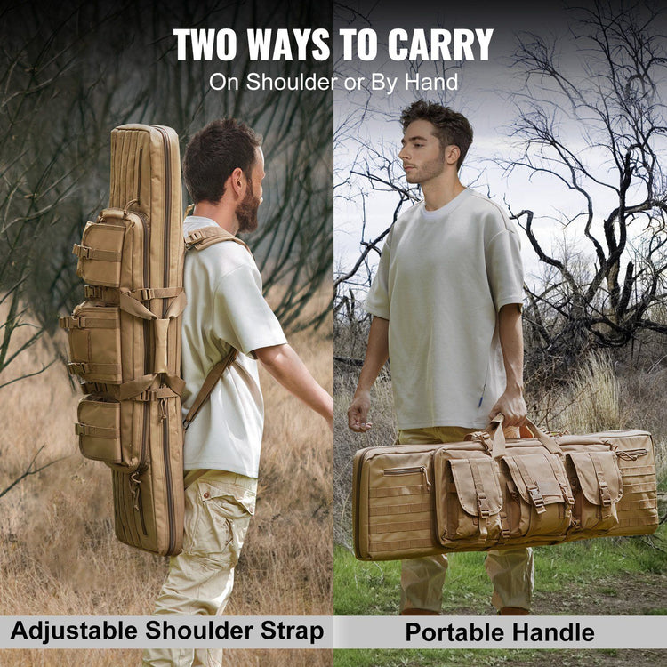 Range bag laid open showing 3 storage pockets