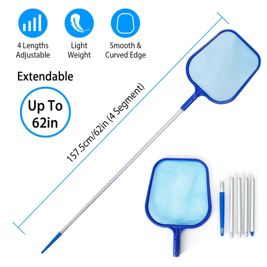 Telescopic Pool Leaf Skimmer Net detail view
