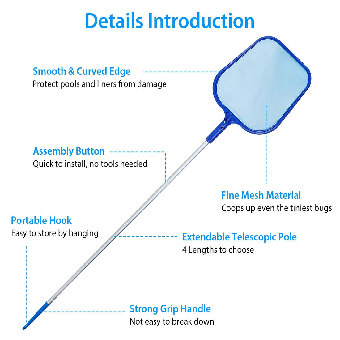 Telescopic Pool Leaf Skimmer Net close-up