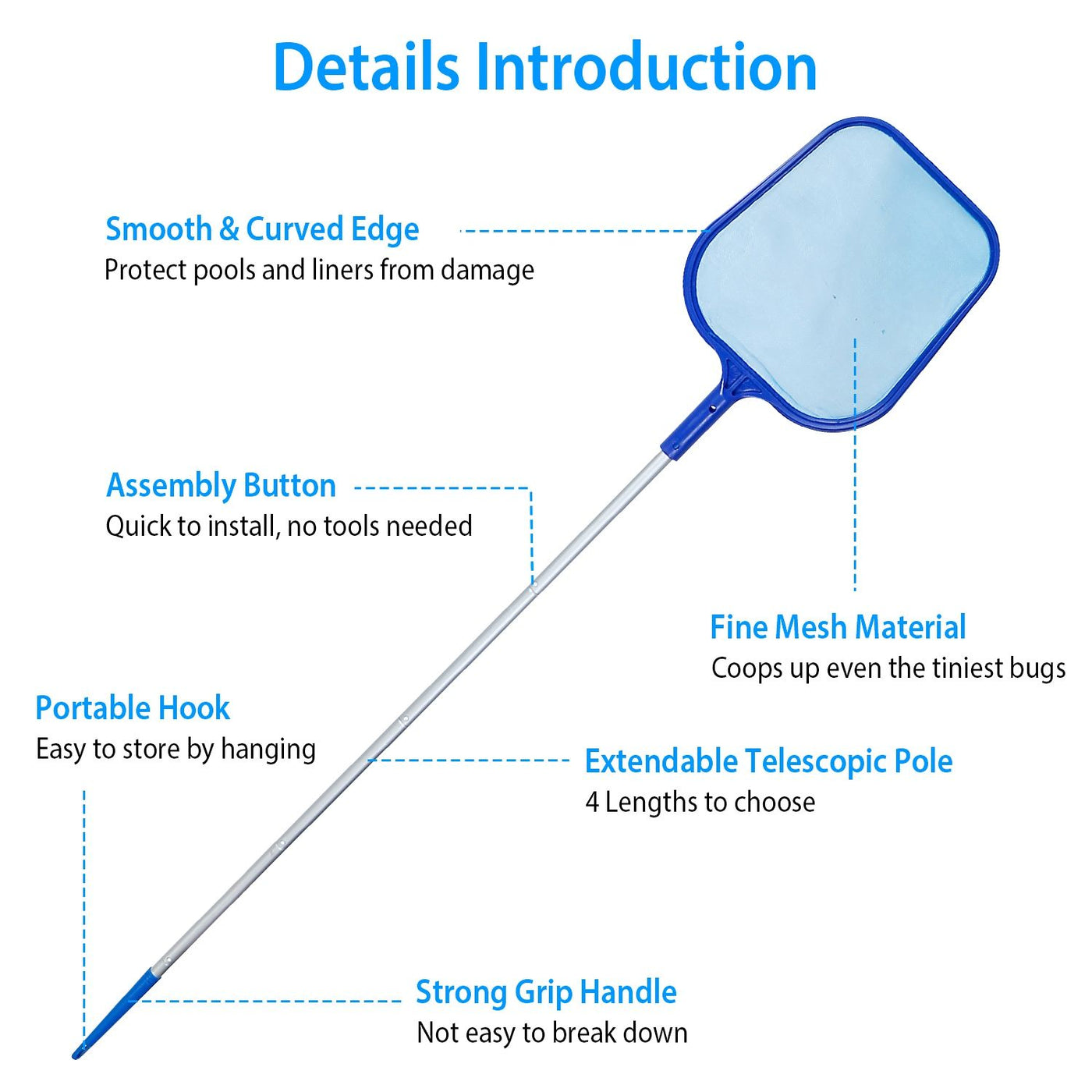 Telescopic Pool Leaf Skimmer Net close-up
