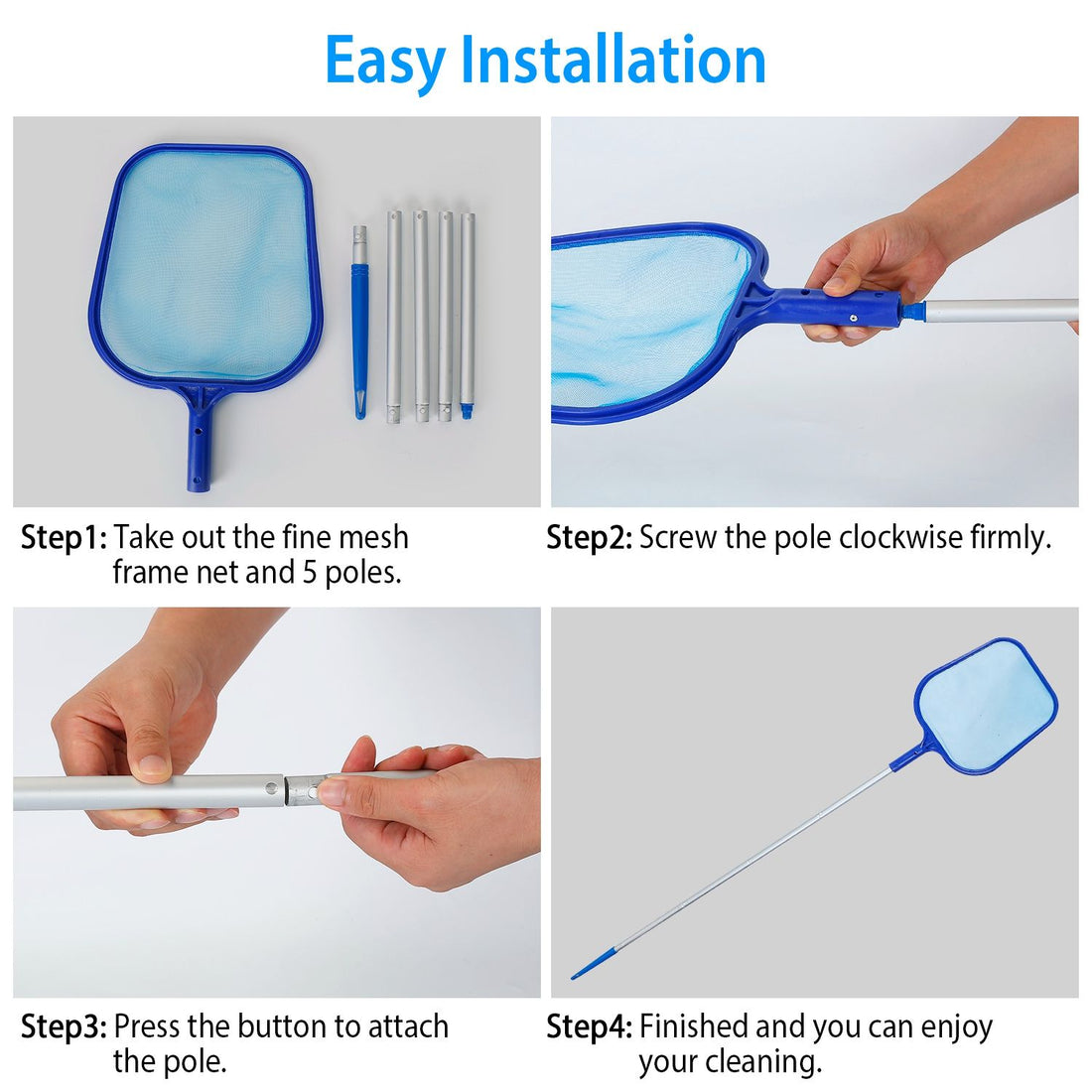 Telescopic Pool Leaf Skimmer Net side view