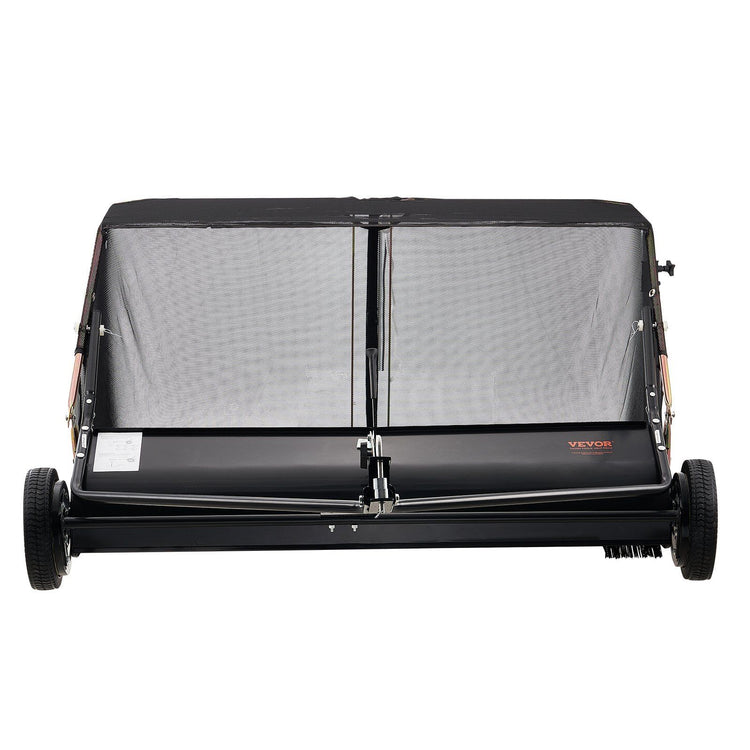 Tow-behind lawn and leaf collector with 26 cu.ft. hopper