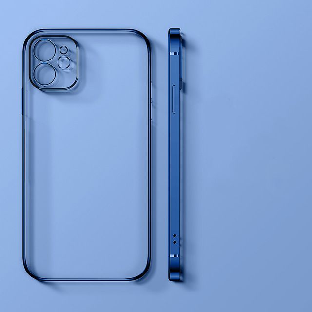 Dark blue ultra-thin iPhone 12 Pro Max case shown from back