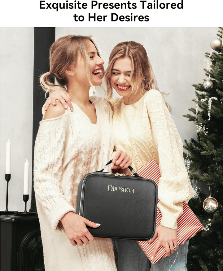 Travel Makeup Bag with LED Mirror brush holder section