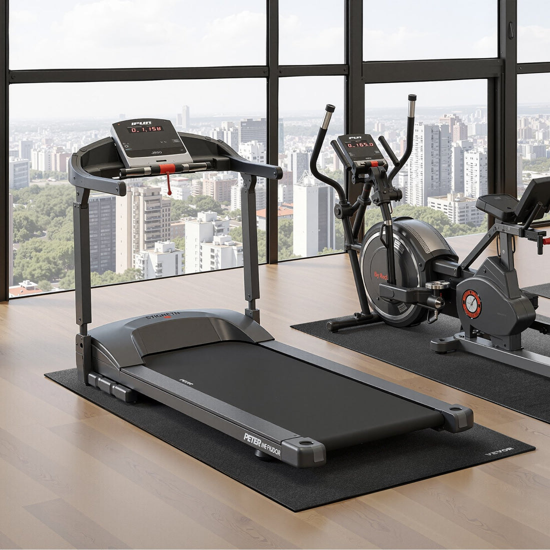 Treadmill exercise mat for carpet and hard floors