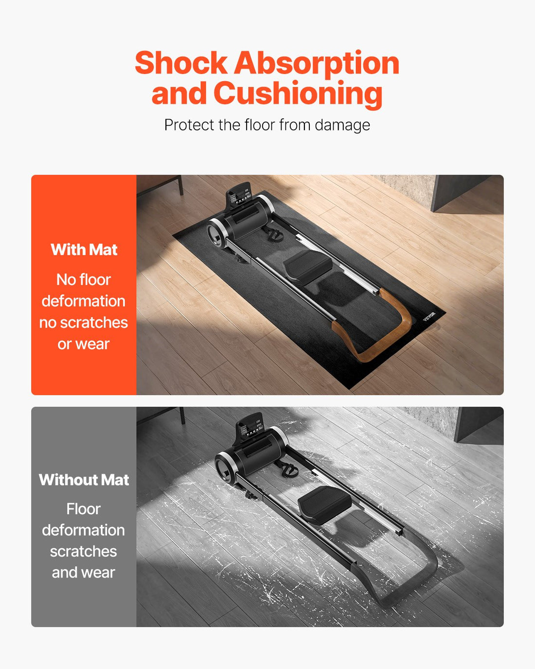 Treadmill mat under exercise equipment setup