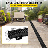 Trench Drain System with Grates angle detail view