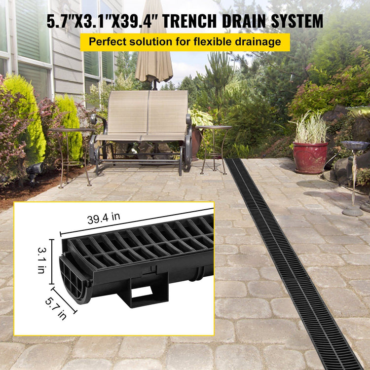 Trench Drain System with Grates angle detail view