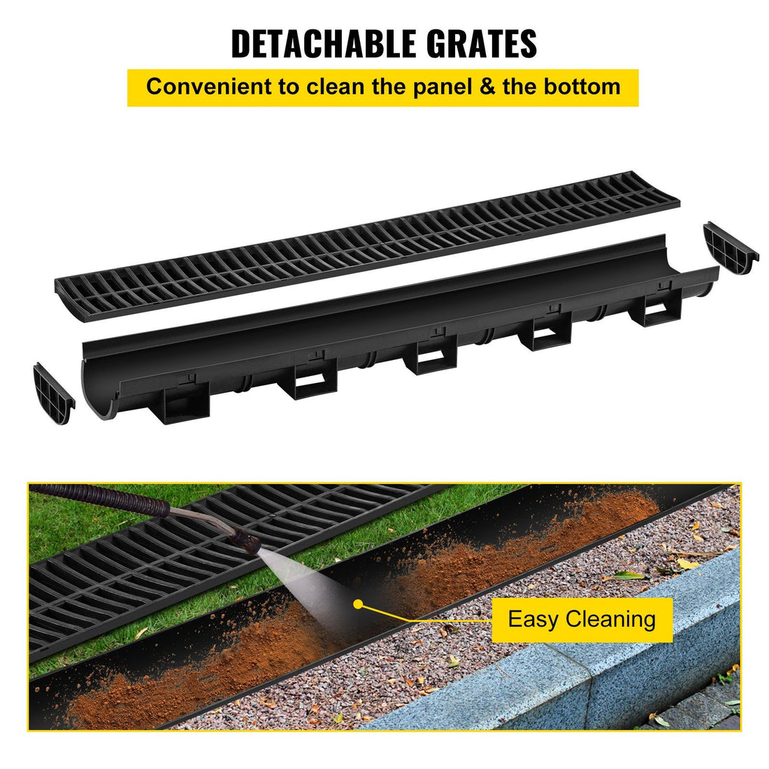 Trench Drain System with Grates side view