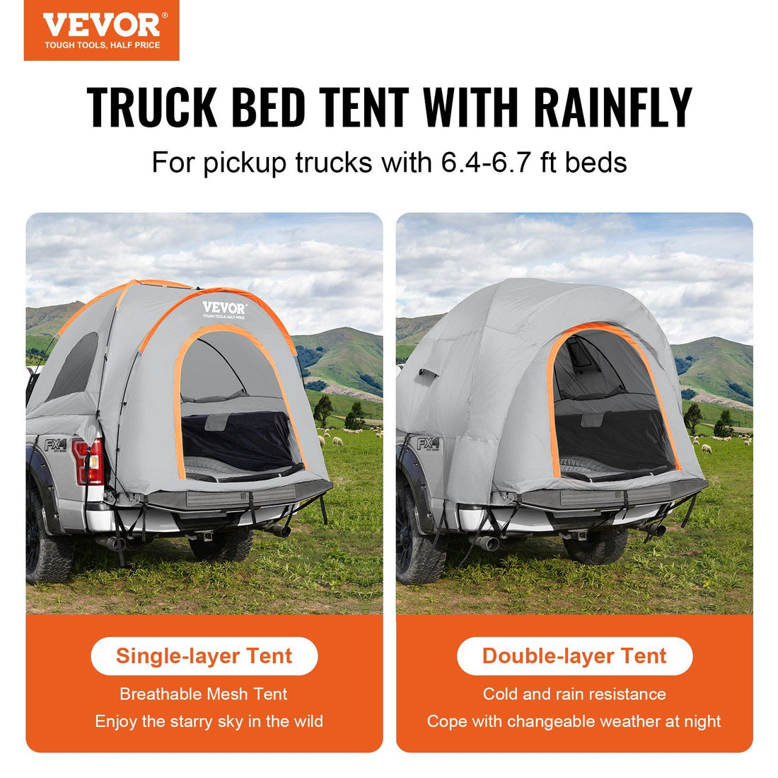 Interior view of truck bed tent fitting 2 to 3 people