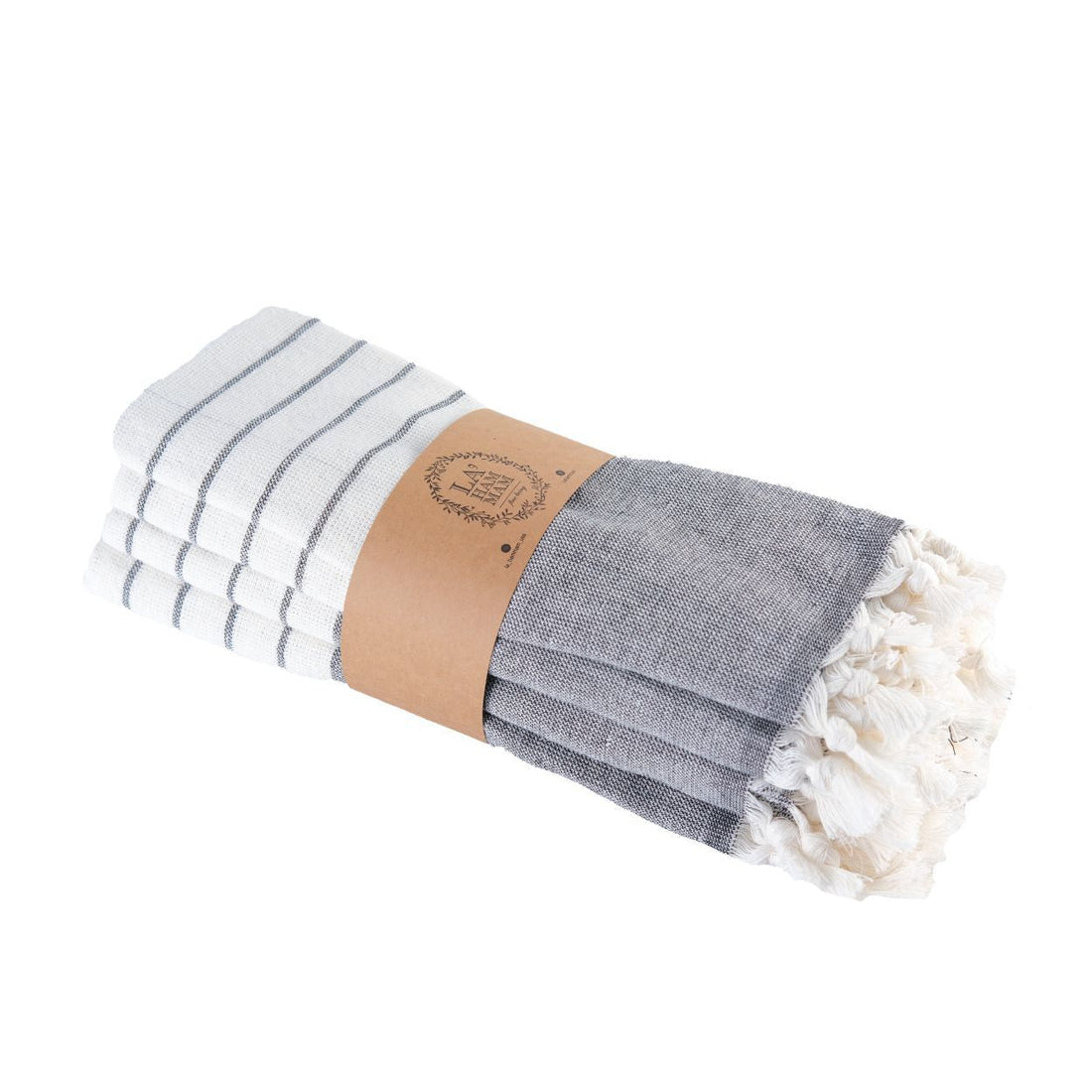 Turkish cotton hand towel shown at an angle to highlight the fabric texture