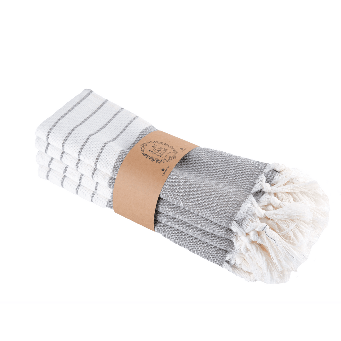 Turkish cotton hand towel in use drying hands at the kitchen sink