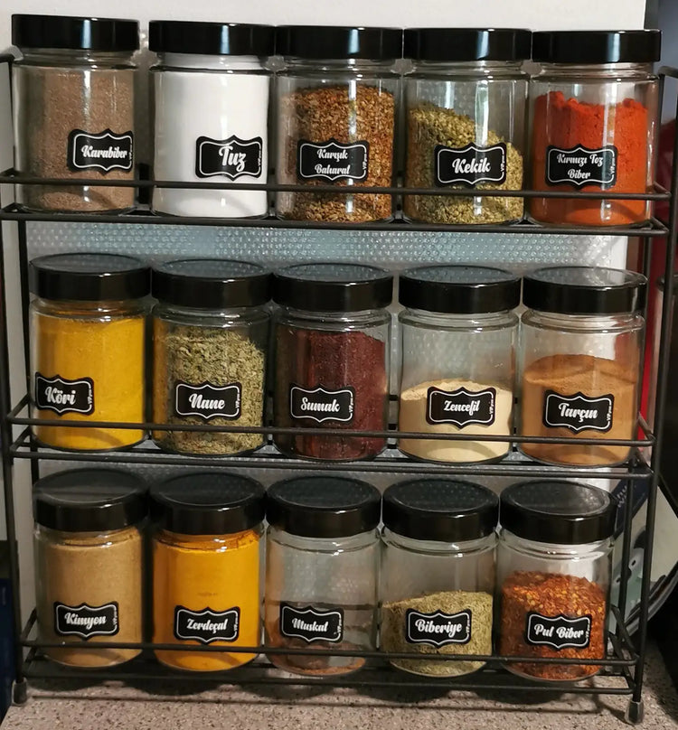 Two kitchen storage boxes stacked on a shelf