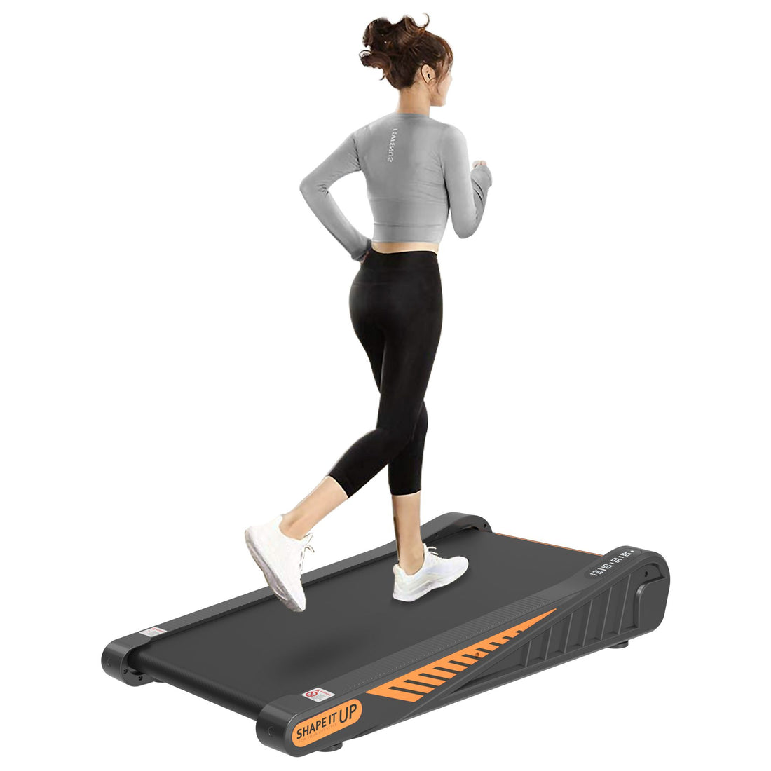 under desk treadmill side profile showing incline