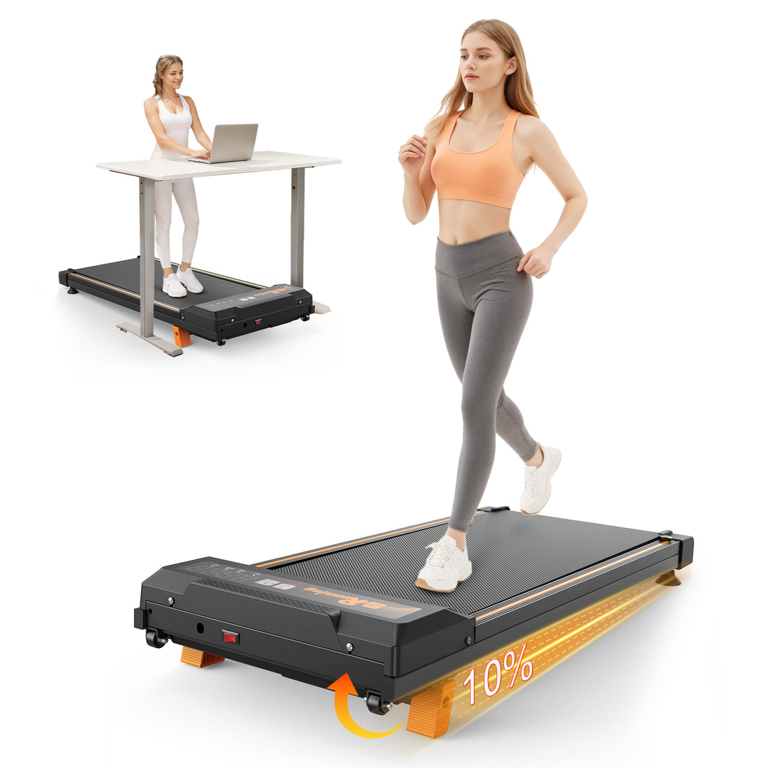 Under desk walking pad treadmill main view