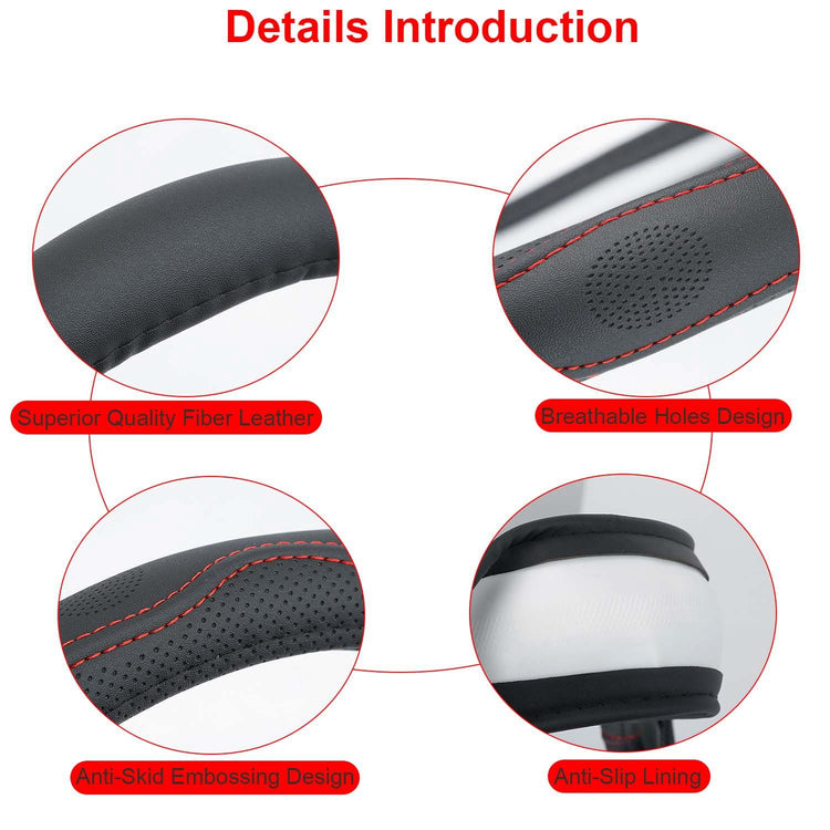 Universal Leather Steering Wheel Cover side angle detail