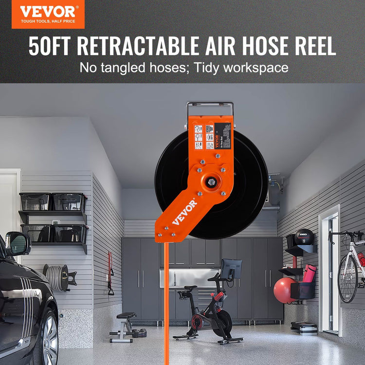 VEVOR 50FT Retractable Air Hose Reel front view detail