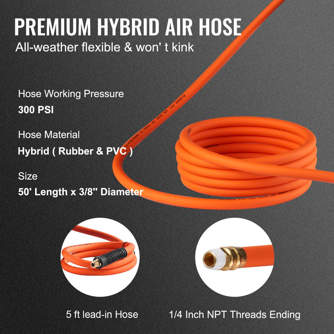 V2EVOR 50FT Retractable Air Hose Reel