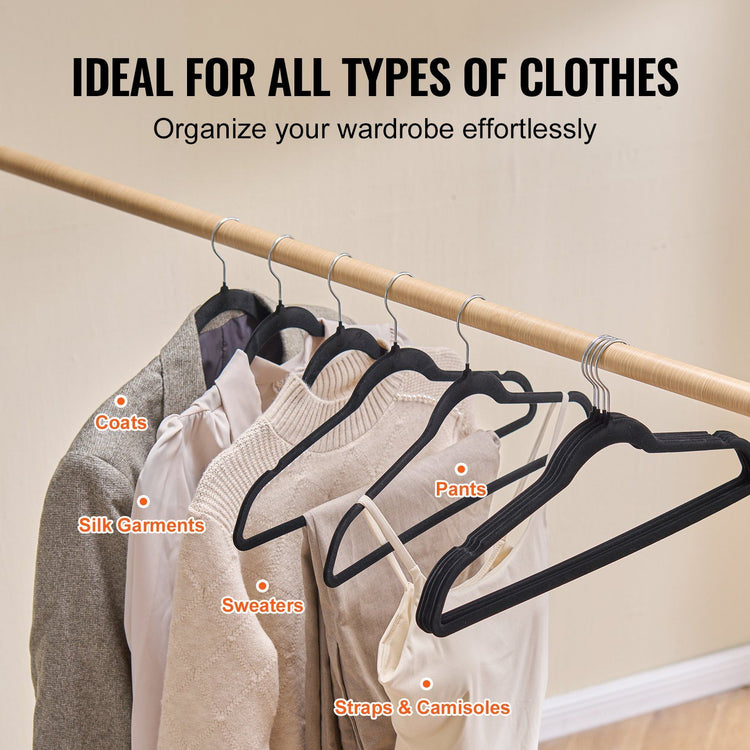 Velvet clothes hangers grouped in a 50-pack set