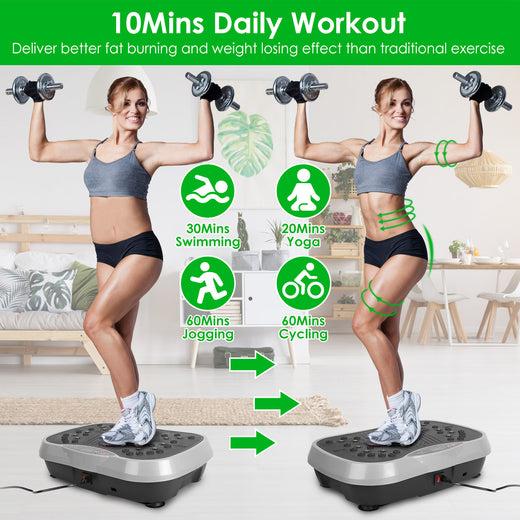 Whole body vibration machine side view, non-slip platform