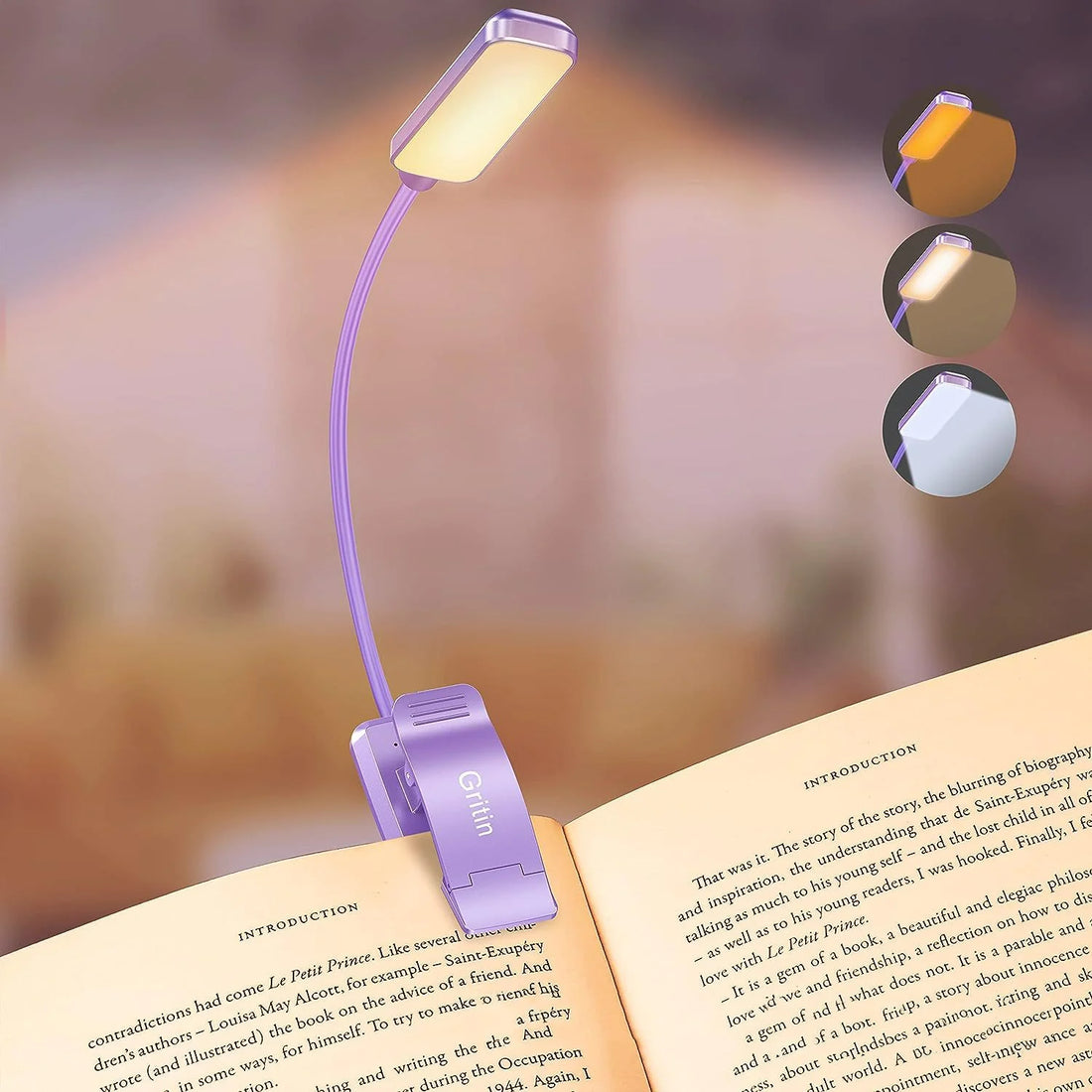 Packaging showing the light's charge duration and brightness levels