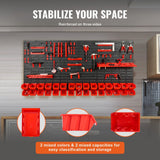 Wall-mounted tool organizer with screws and bolts sorted