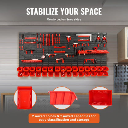 Wall-mounted tool organizer with screws and bolts sorted
