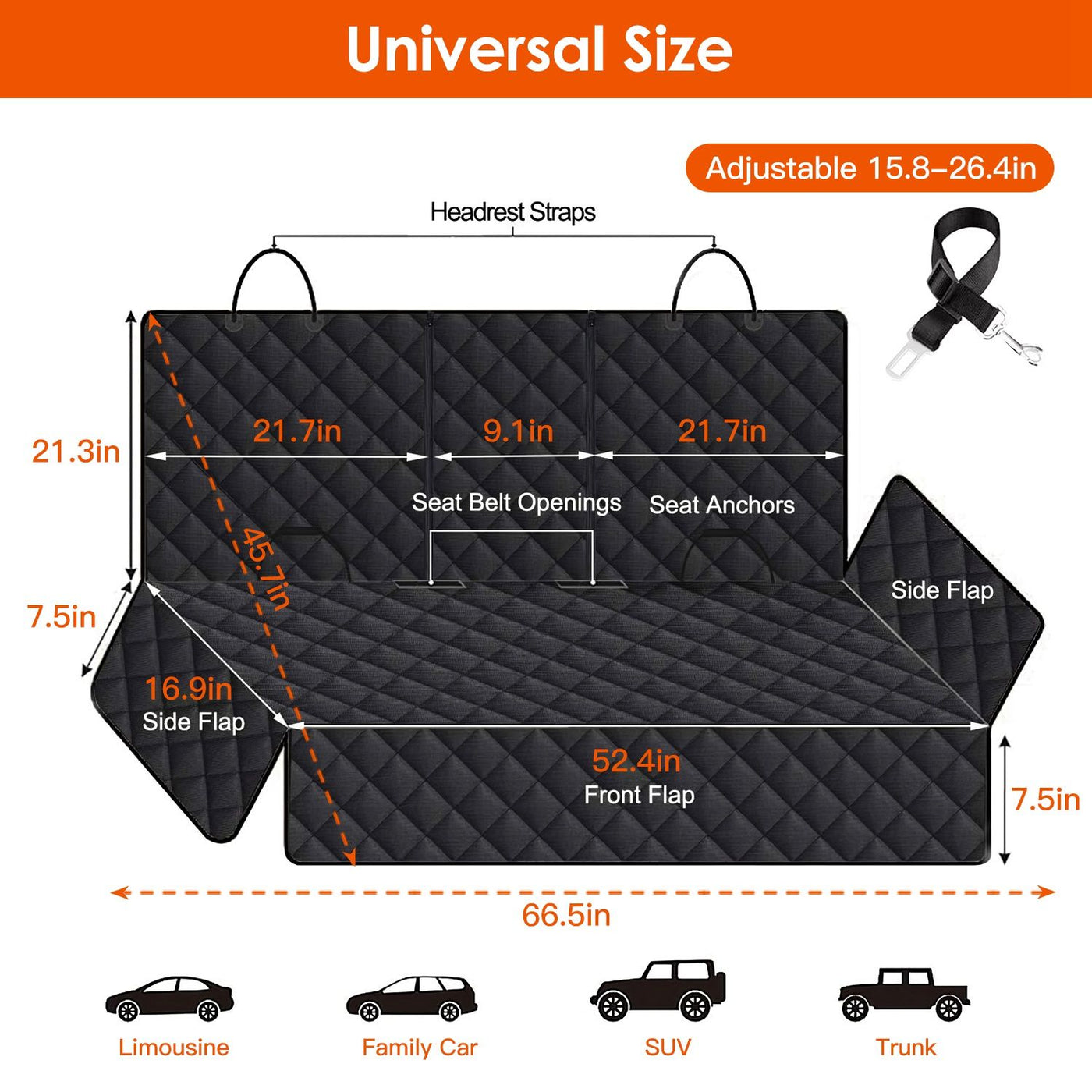 Waterproof Dog Car Seat Protector front view