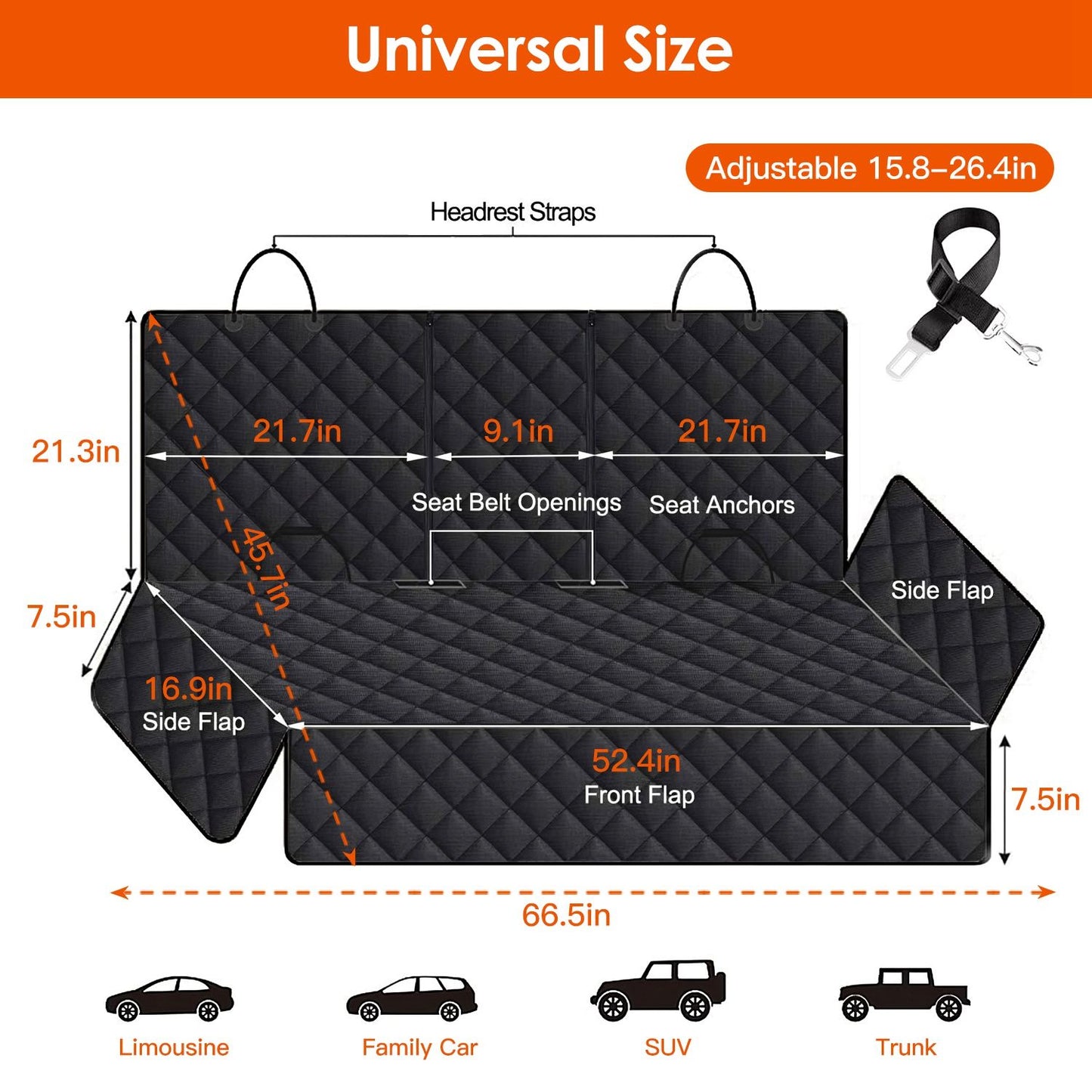 Waterproof Dog Car Seat Protector front view