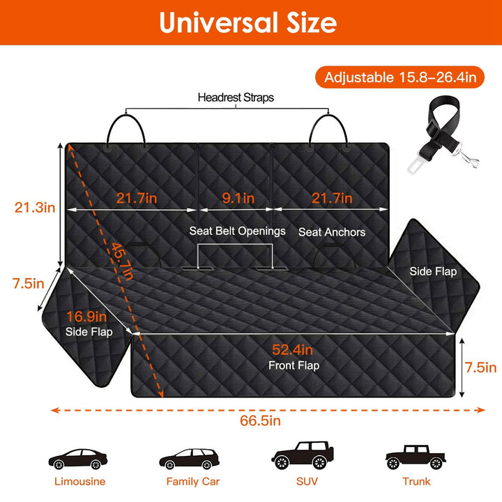 Waterproof Dog Car Seat Protector front view